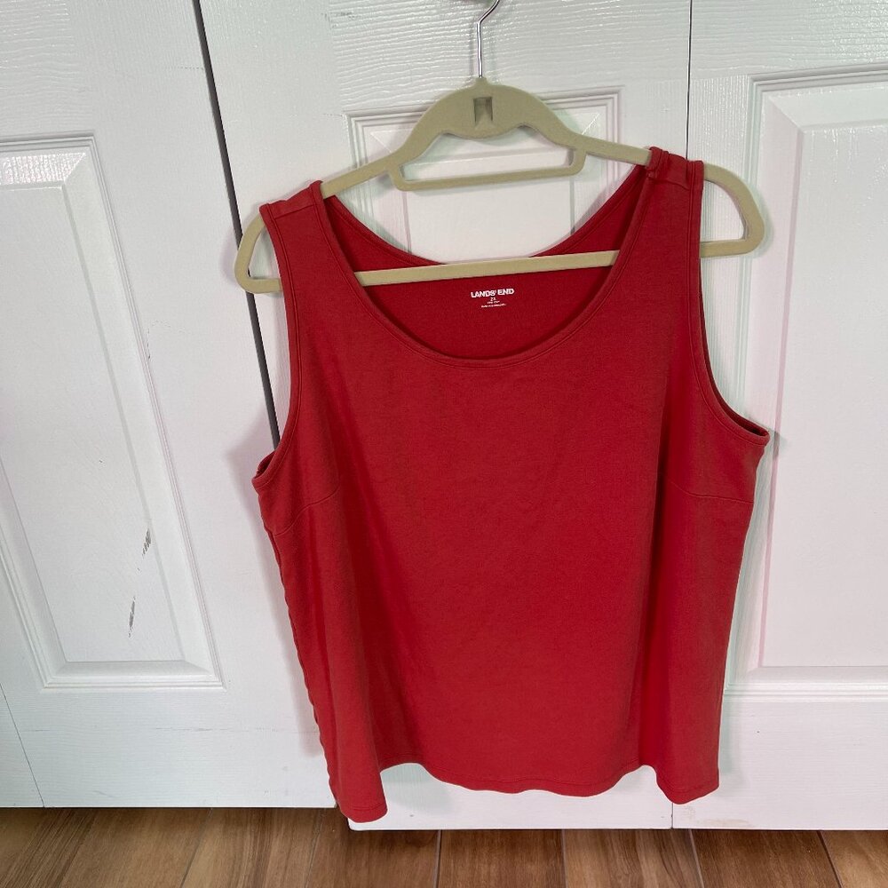 Lands' End Rust Red Solid Tank Top Size 2X